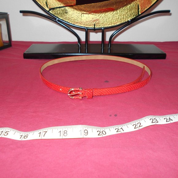Belt ANN TAYLOR Orange Faux Snake Pattern Skinny Belt S - Picture 1 of 9